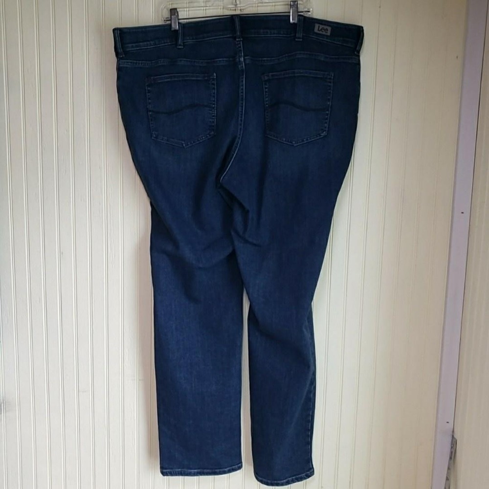 Lee Flex Motion Jeans Womens 24W Blue Medium Wash Straight Stretch Denim Plus - Picture 2 of 8